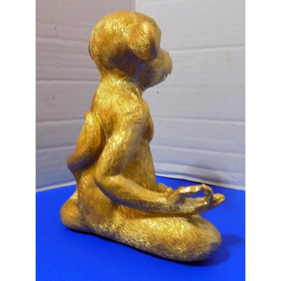 NEW Gold Yoga Zen Monkey Chimp Ape Statue Figurine Home Decor Gorilla - Picture 5 of 5